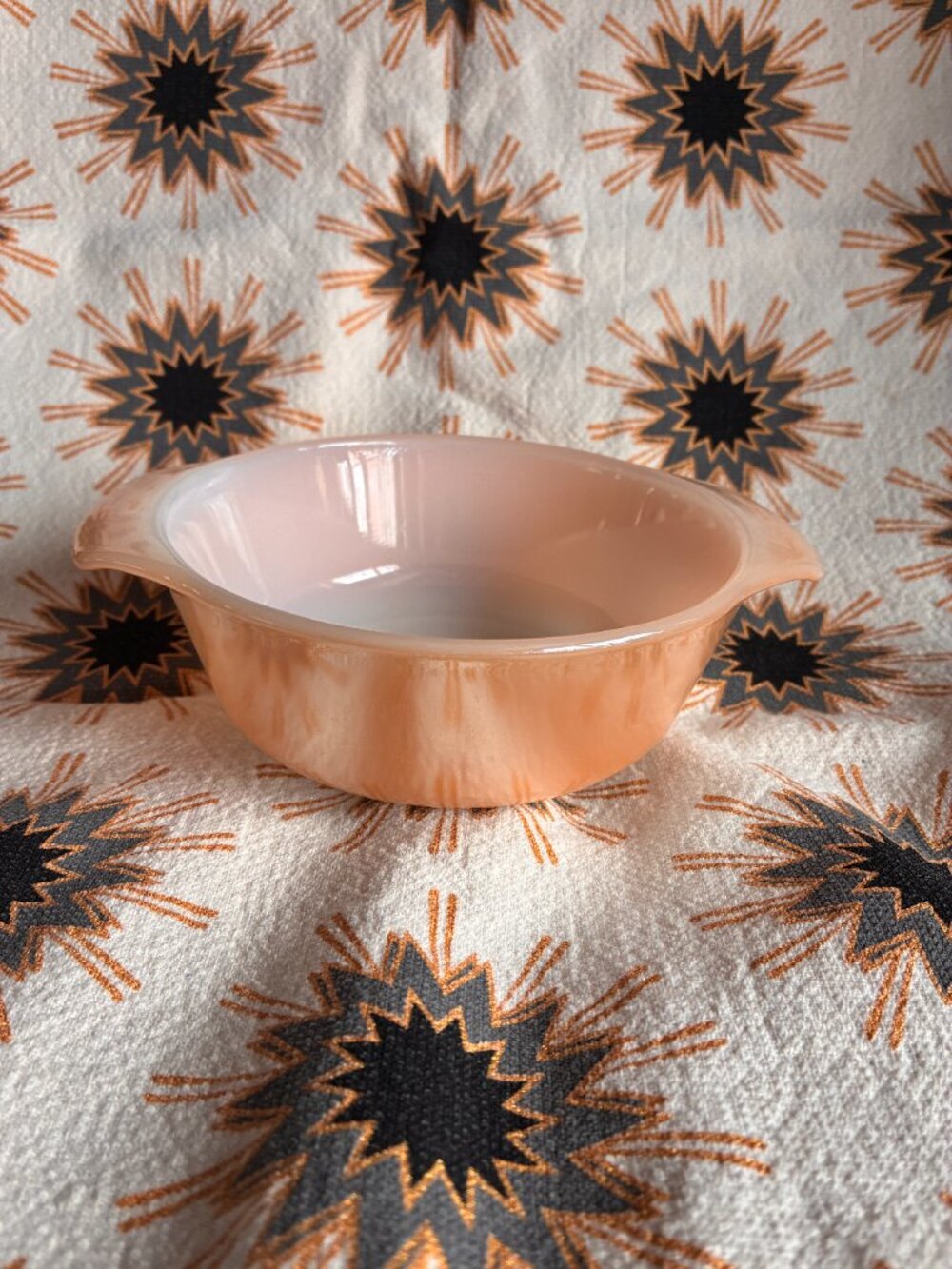 Fire King Peach Lustre iridescent baking dish anchor hocking vintage bakeware